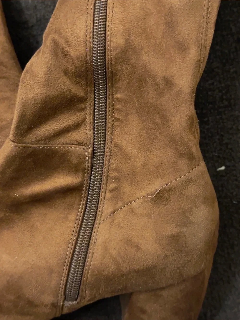 Brown Suede Knee High Boots Pointed Toe Slouchy Western Cowgirl Festival Boho